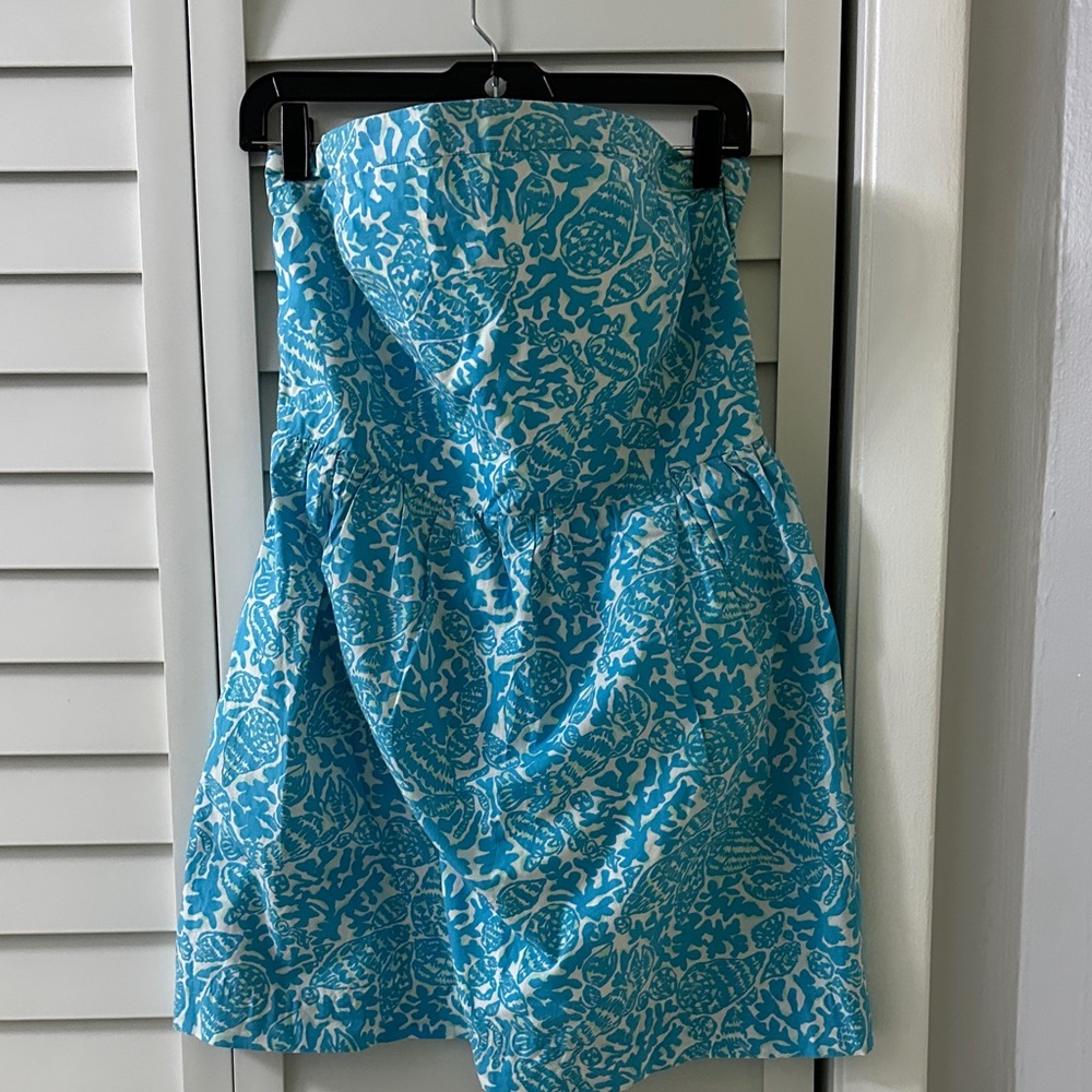 Lilly Pulitzer Light Blue and White Smocked Dress